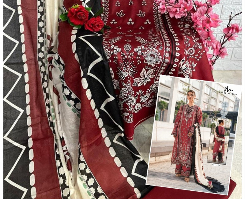 Ghazal Cotton Collection Vol.13 – Maroon & Black Floral 3-Piece Suit